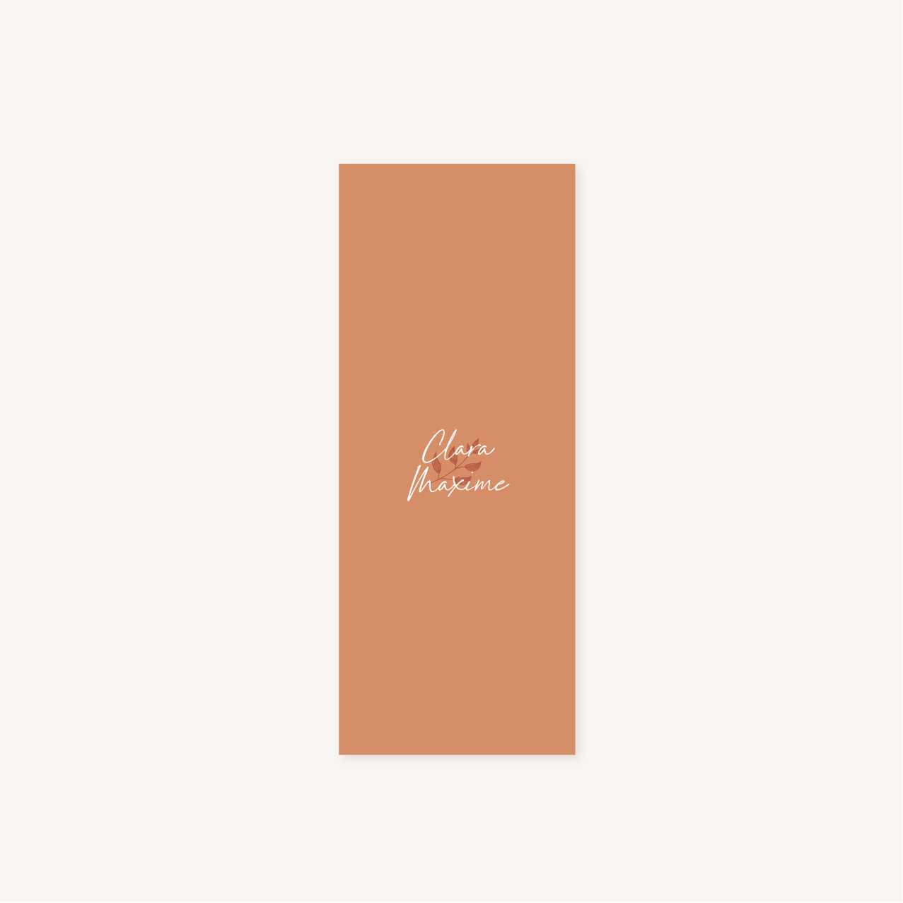Menu individuel mariage terre de sienne terracotta marron nature boheme beige or
