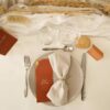 Marque-place menu individuel nom de table mariage terre de sienne terracotta marron nature boheme beige or