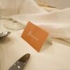 Marque-place mariage terre de sienne terracotta marron nature boheme beige or