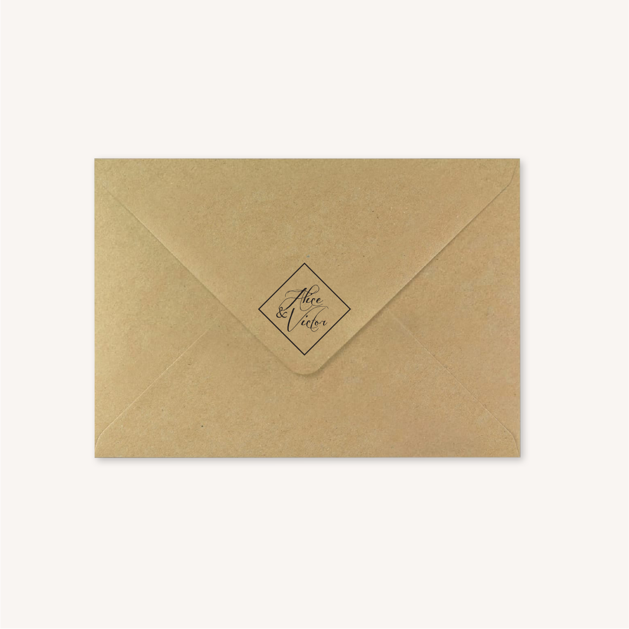 Enveloppe kraft tampon personnalisé mariage végétal feuille eucalyptus