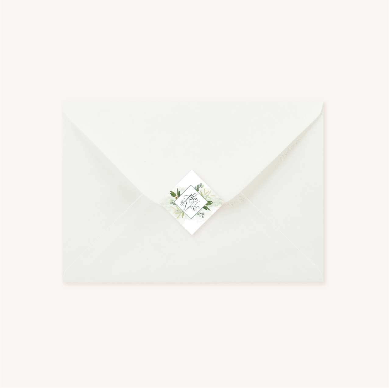 Etiquette enveloppes mariage Brins d'eucalyptus, Ø 4,5 cm