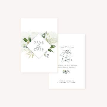 Save the date faire-part mariage végétal feuille eucalyptus