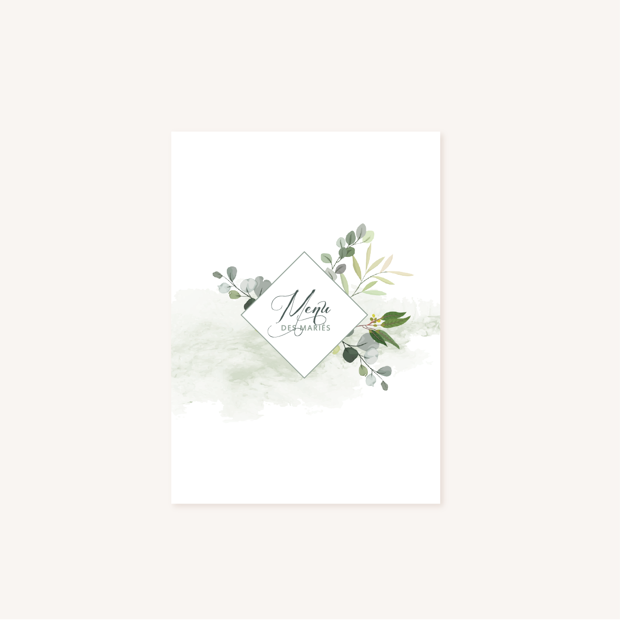 10 Invitations avec enveloppe Eucalyptus, menu mariage - Badaboum