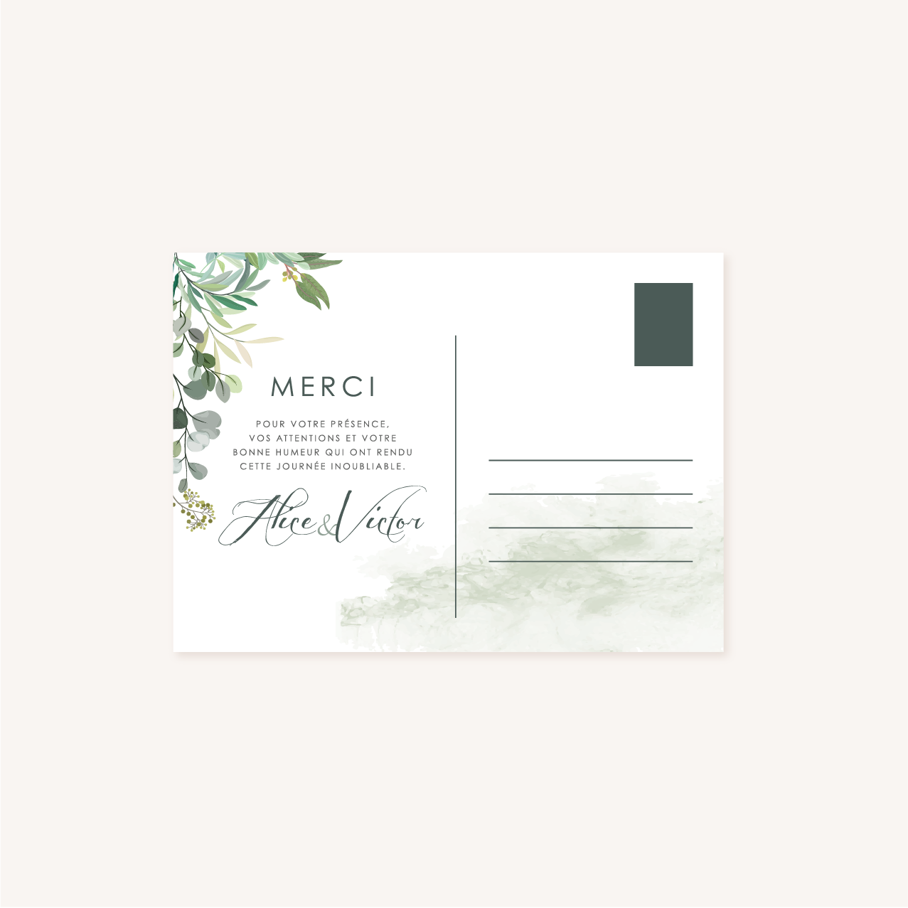Remerciements mariage végétal feuille eucalyptus