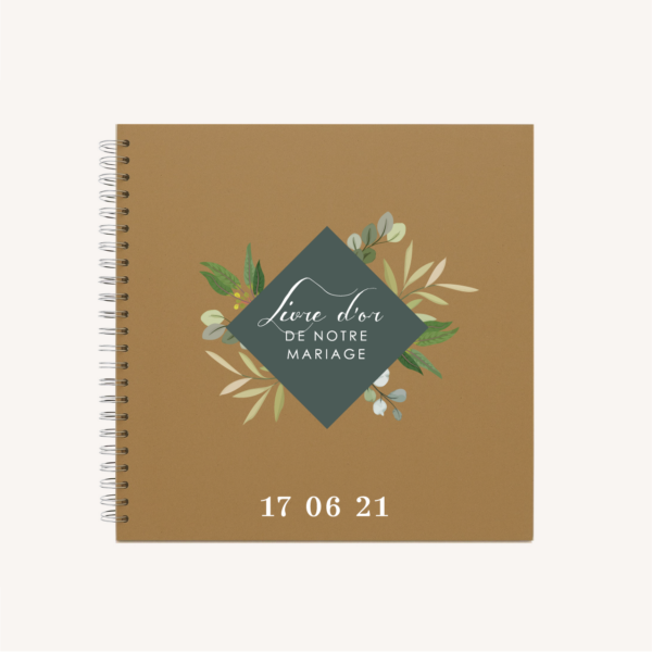 Livre d'or kraft mariage végétal feuille eucalyptus