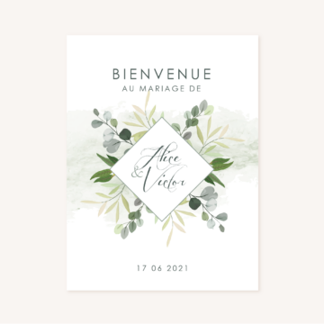 Panneau accueil mariage végétal feuille eucalyptus