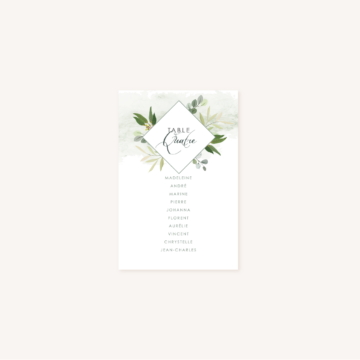 Plan de table blanc mariage végétal feuille eucalyptus