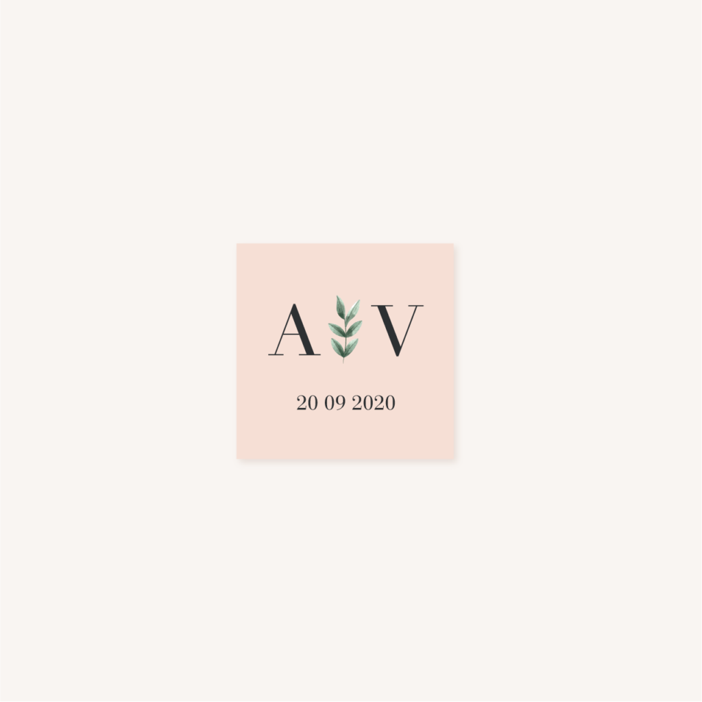 Étiquette adhésive mariage, illustrations, portrait, toi et moi, Floral, nature, rose, nude, pêche, vert d’eau, vert menthe, eucalyptus, feuillage, végétal, aquarelle, dessin, couple, photo, romantique, végétal, nature, champêtre