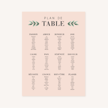 Plan de table, illustrations, portrait, toi et moi, Floral, nature, rose, nude, pêche, vert d’eau, vert menthe, eucalyptus, feuillage, végétal, aquarelle, dessin, couple, photo, romantique, végétal, nature, champêtre