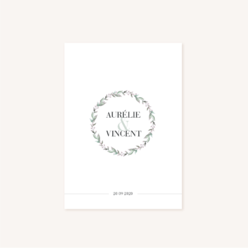 Livret de cérémonie mariage recto, illustrations, portrait, toi et moi, Floral, nature, rose, nude, pêche, vert d’eau, vert menthe, eucalyptus, feuillage, végétal, aquarelle, dessin, couple, photo, romantique, végétal, nature, champêtre