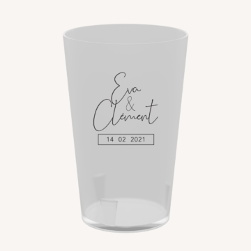 Gobelet réutilisable, écocup pour un mariage aux thèmes nuit, étoiles, nuages, rêves, comètes et couleurs gris, blanc, or