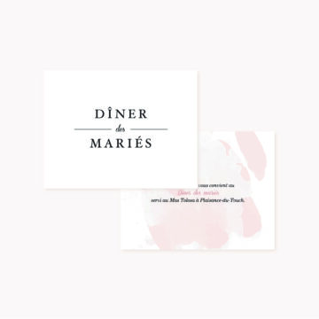 Invitation dîner mariage blush couleurs rose, rose poudré, rose clair, blanc, mariage thèmes doux, romantique