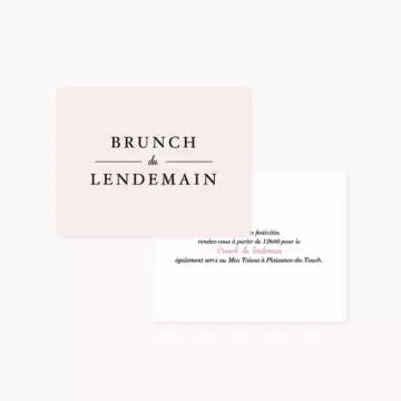 Invitation brunch mariage blush couleurs rose, rose poudré, rose clair, blanc, mariage thèmes doux, romantique