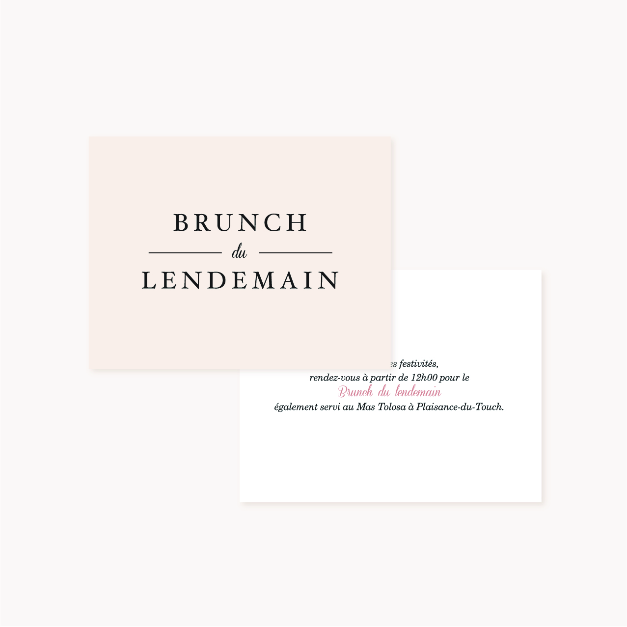 Invitation brunch mariage blush couleurs rose, rose poudré, rose clair, blanc, mariage thèmes doux, romantique