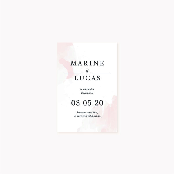 Save the date mariage blush couleurs rose, rose poudré, rose clair, blanc, mariage thèmes doux, romantique