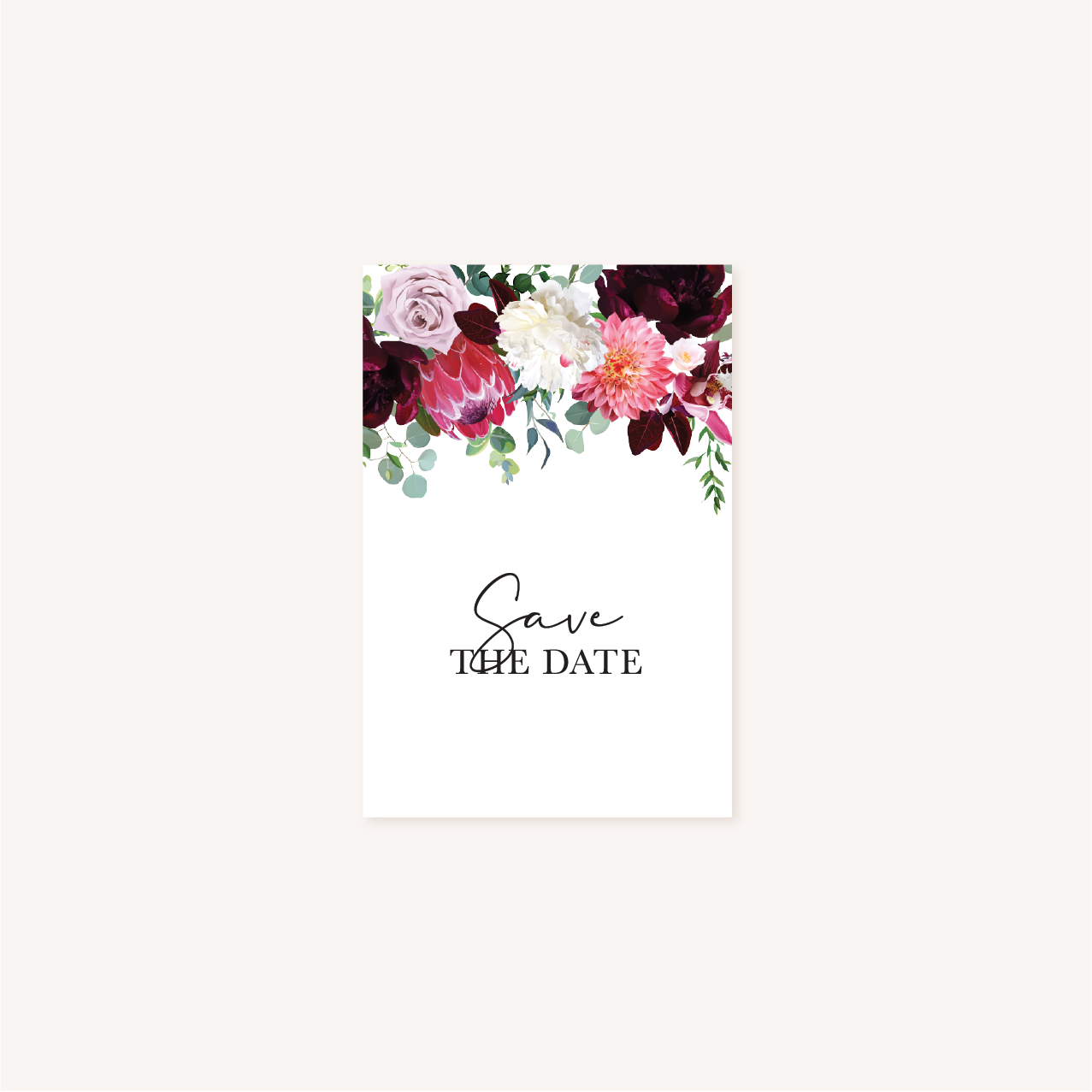 Save the date mariage fleurs floral burgundy eucalyptus bordeaux