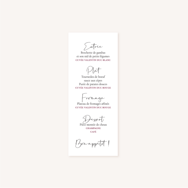 Menu mariage fleurs floral burgundy eucalyptus bordeaux