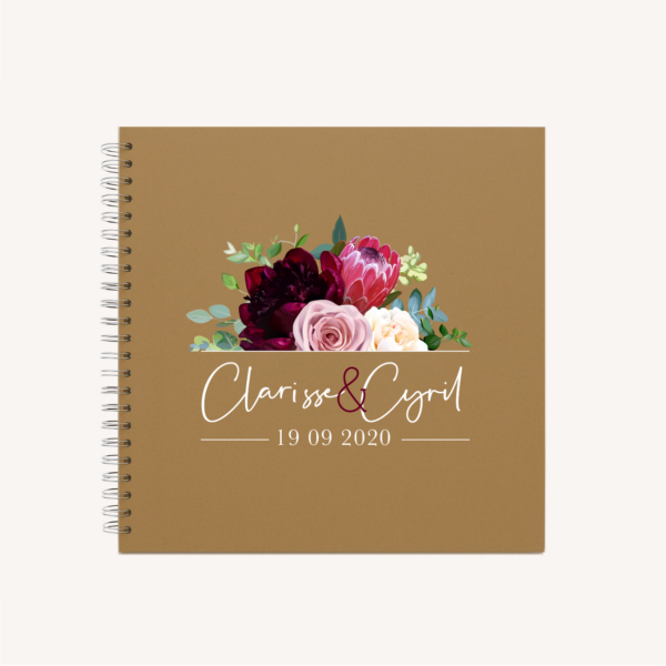 livre d'or mariage burgundy fleurs bordeaux eucalyptus