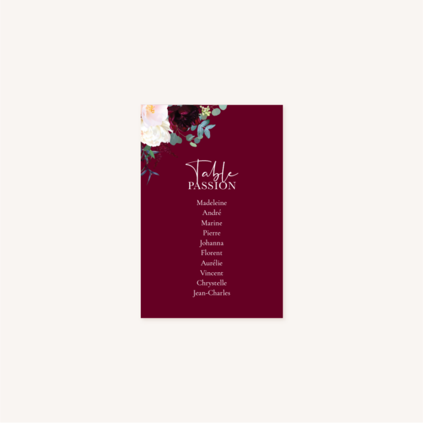 Plan de table mariage fleurs floral burgundy eucalyptus bordeaux