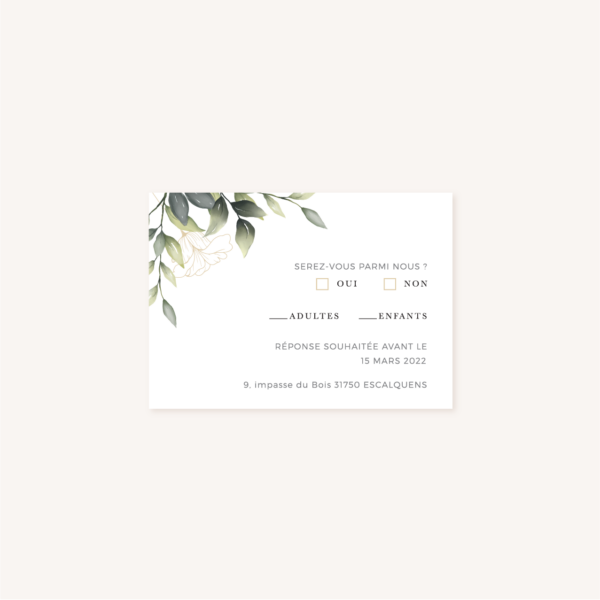 RSVP faire-part eucalyptus vegetal nature mariage