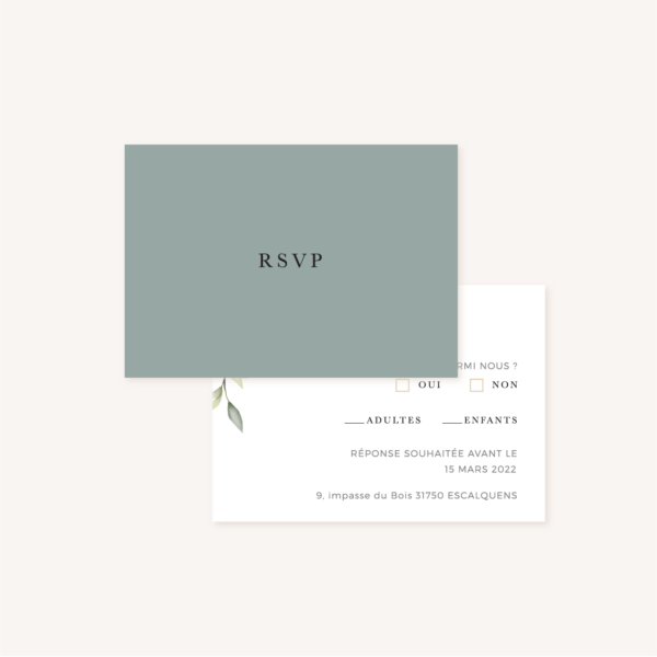 RSVP faire-part eucalyptus vegetal nature mariage