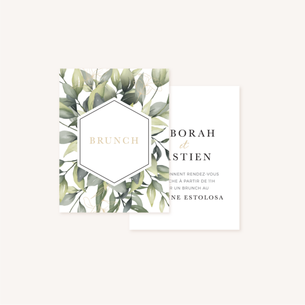 Carton brunch faire-part eucalyptus vegetal nature mariage