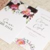 Save the date mariage burgundy fleurs bordeaux eucalyptus