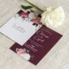Faire-part mariage burgundy fleurs bordeaux eucalyptus