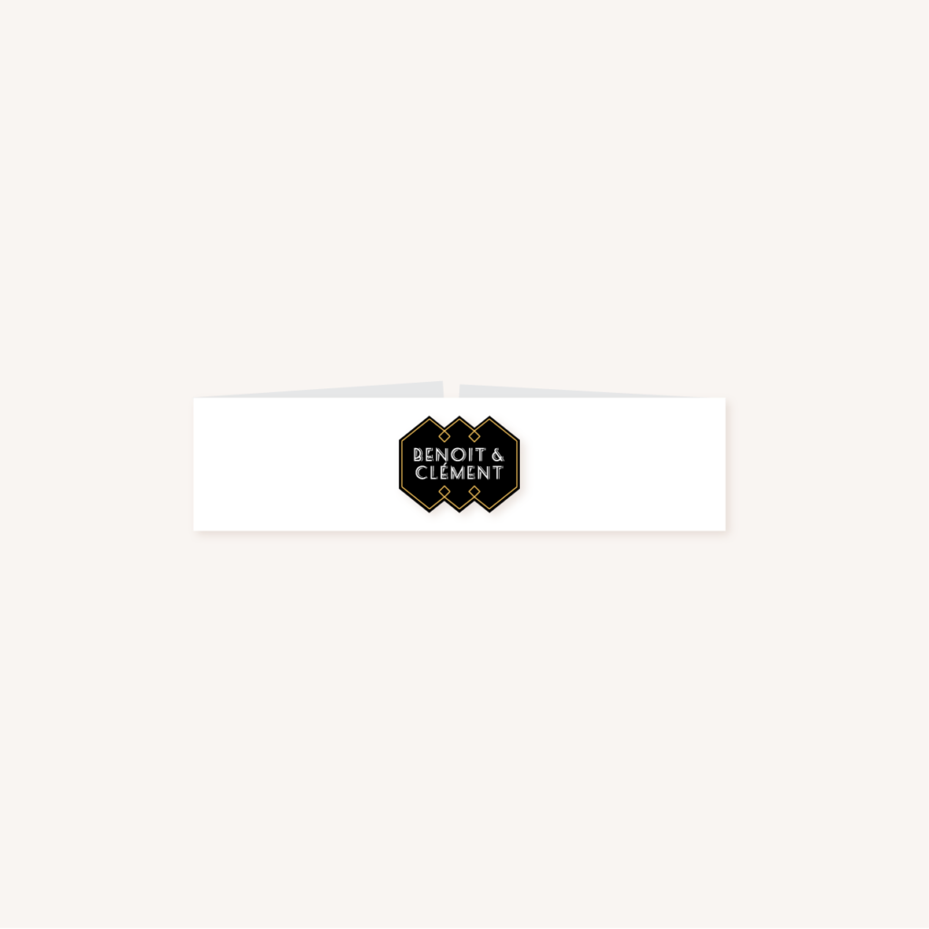 bandeau faire-part mariage art deco gatsby noir or dore