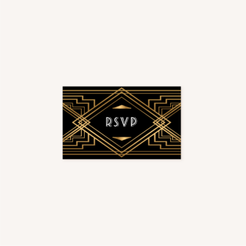 rsvp faire-part mariage art deco gatsby noir or dore