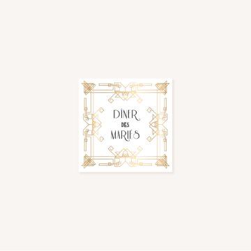carton diner faire-part mariage art deco gatsby noir or dore
