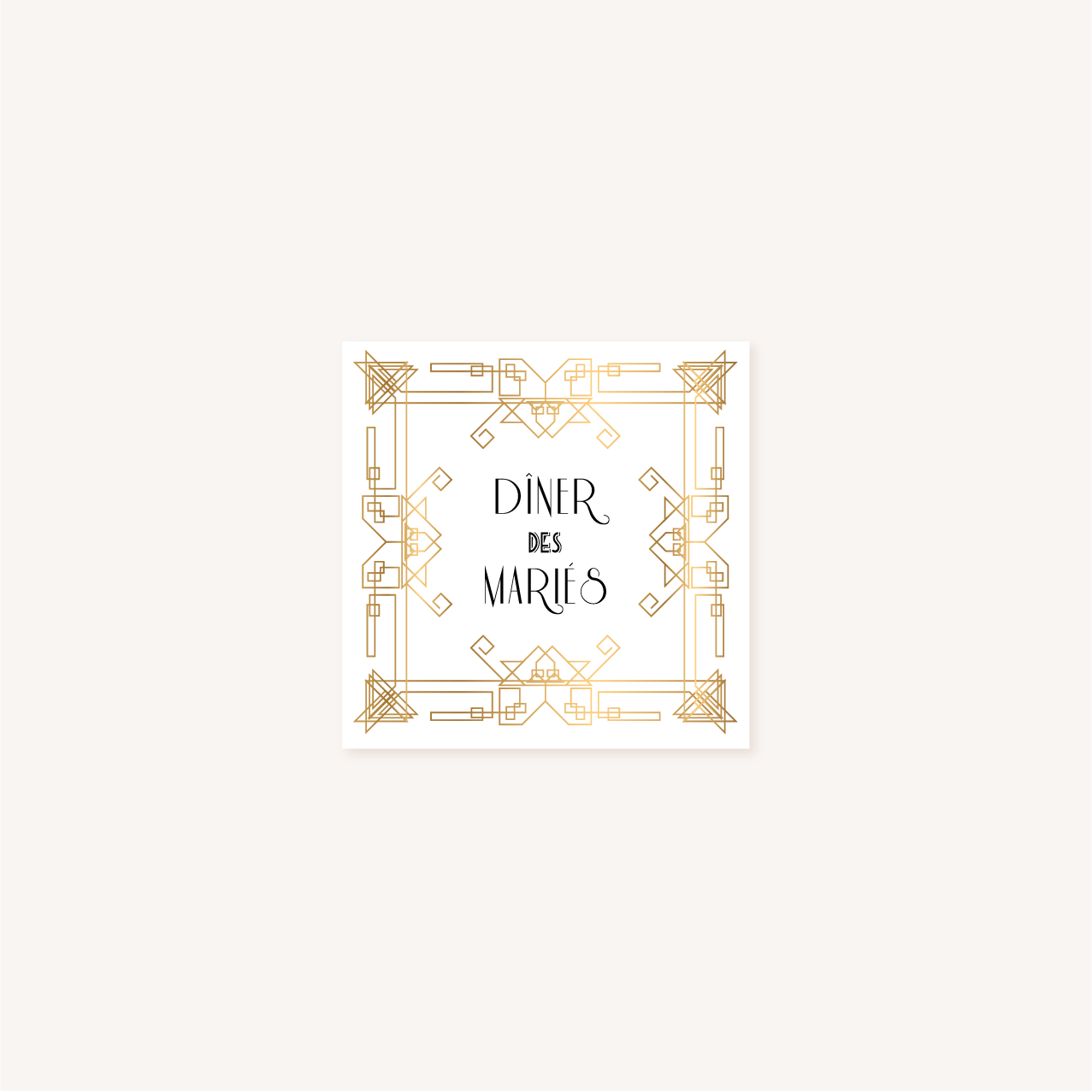 carton diner faire-part mariage art deco gatsby noir or dore