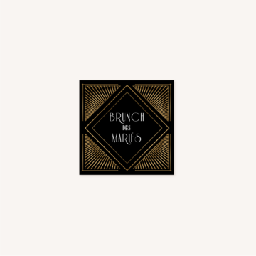 carton brunch faire-part mariage art deco gatsby noir or dore
