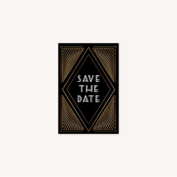 save the date mariage art deco gatsby noir or dore