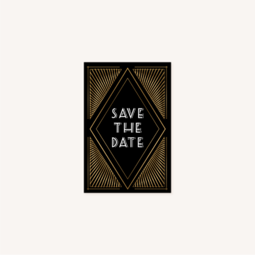 save the date mariage art deco gatsby noir or dore