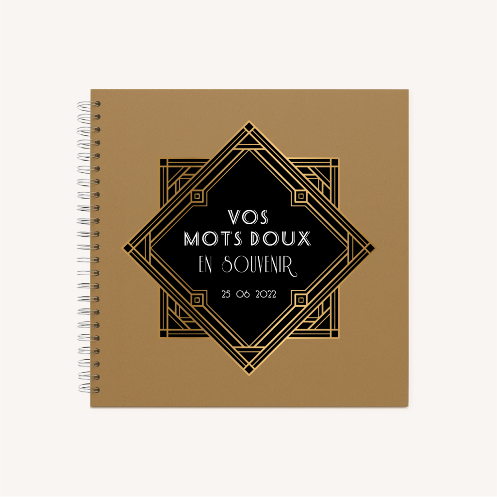 livre d'or mariage art deco gatsby noir or dore