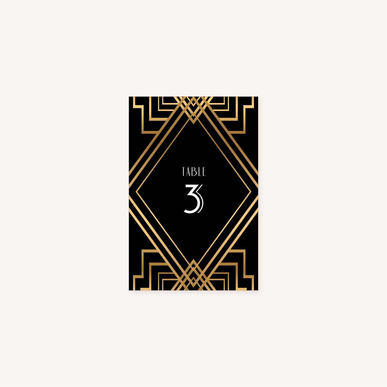 numéro de table mariage art deco gatsby noir or dore