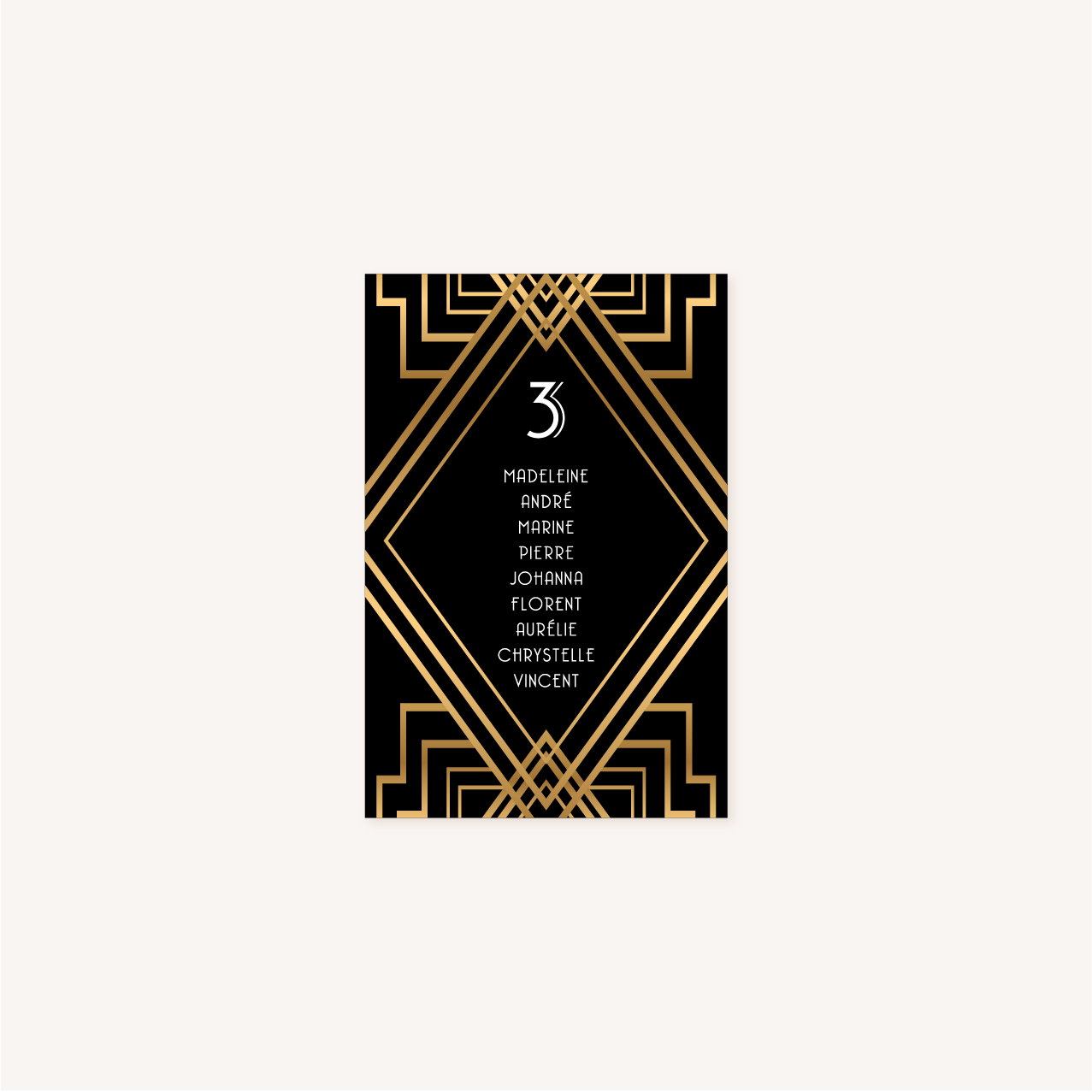 plan de table mariage art deco gatsby noir or dore