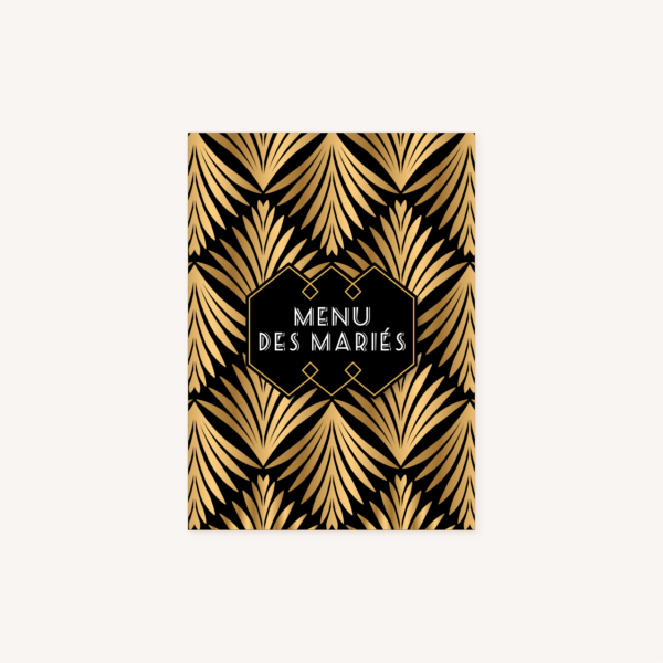 menu mariage art deco gatsby noir or dore