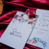 Save the date mariage burgundy fleurs bordeaux eucalyptus