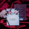 Faire-part mariage burgundy fleurs bordeaux eucalyptus