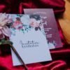 Faire-part mariage burgundy fleurs bordeaux eucalyptus
