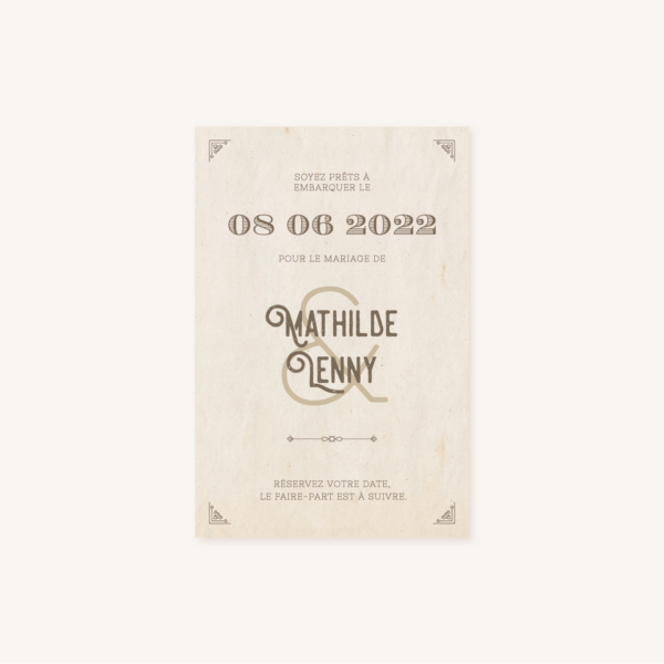 Save the date mariage voyage vintage