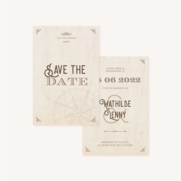 Save the date mariage voyage vintage