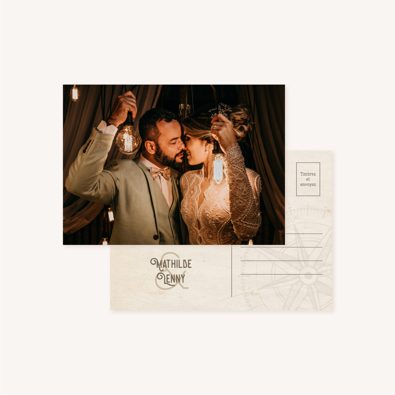 Remerciements mariage voyage vintage