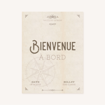 Panneau accueil bienvenue mariage voyage vintage