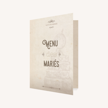 Menu mariage voyage vintage