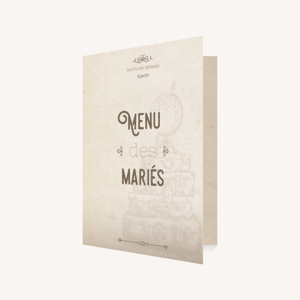 Menu mariage voyage vintage