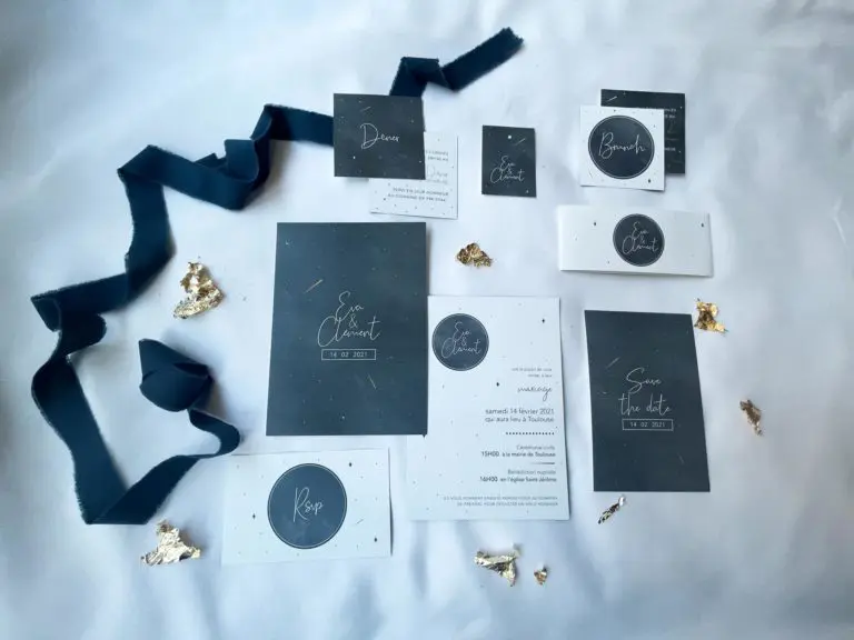 Faire-part mariage étoiles ciel lune nuit étoilée