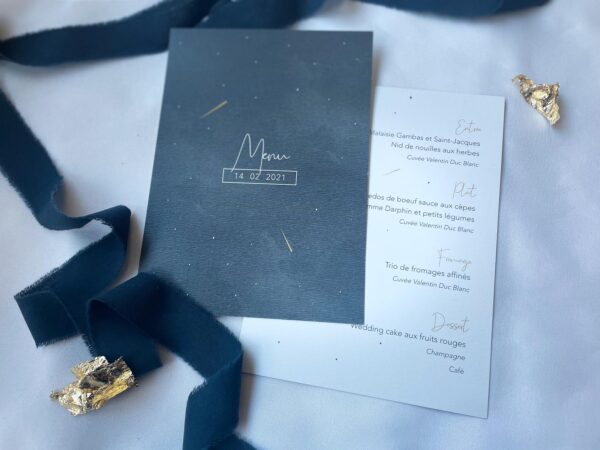 Menu mariage étoiles ciel lune nuit étoilée